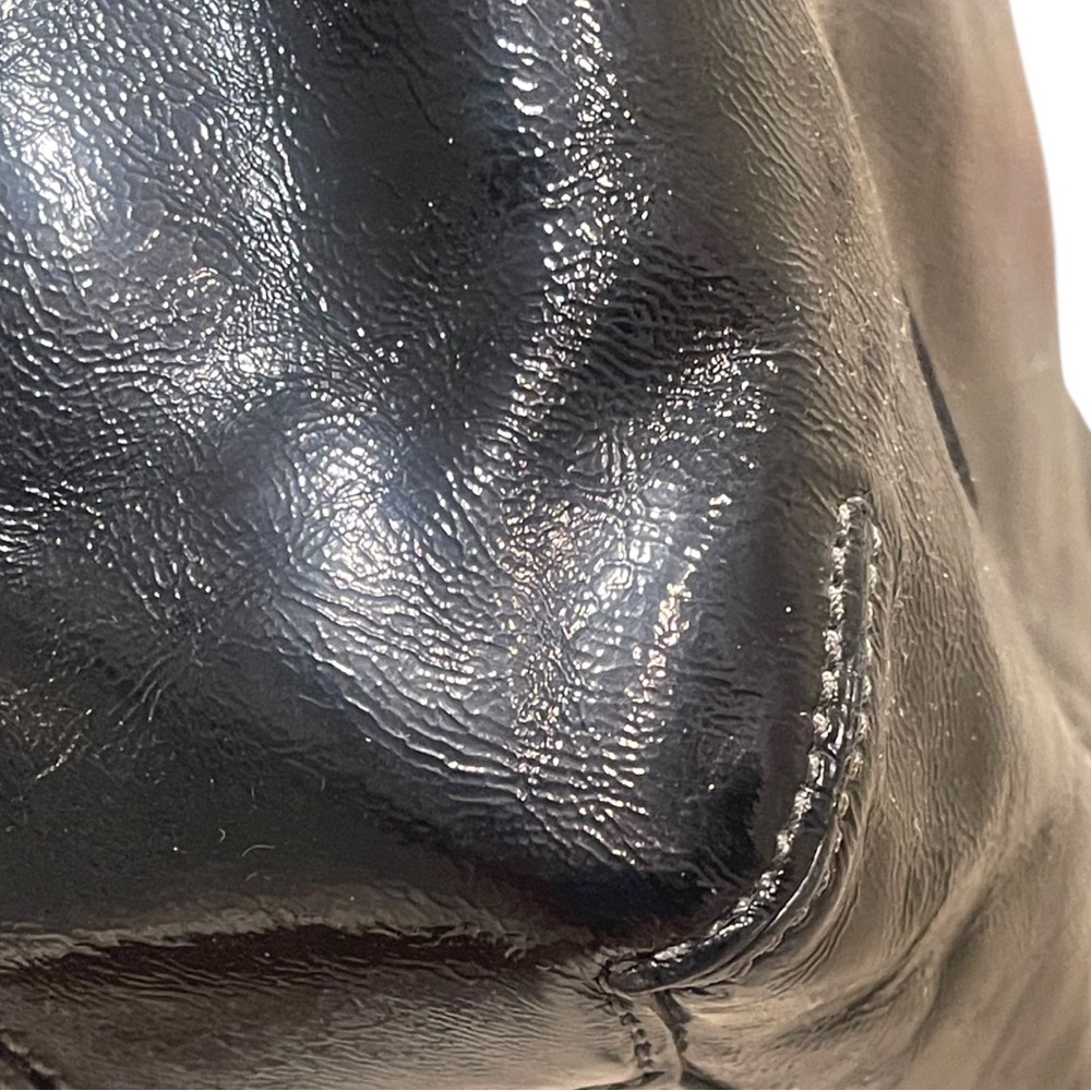 COACH Bleecker NO FLAWS Crinkled Patent Calfskin Leather Bag in Black | LIKE NEW - Picture 7 of 15